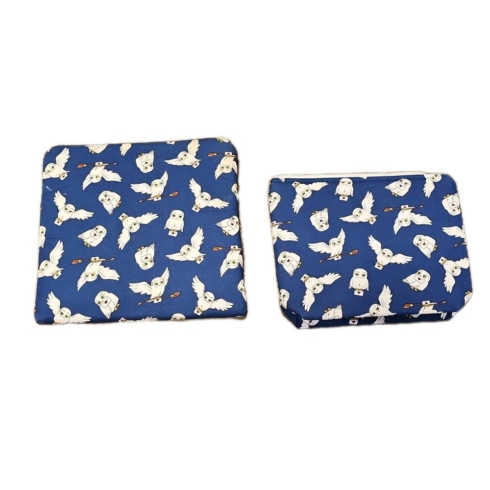 HARRY POTTER Fabric Owl Hedwig Blue Camelot Made Into Pen Pencil Bags Rare